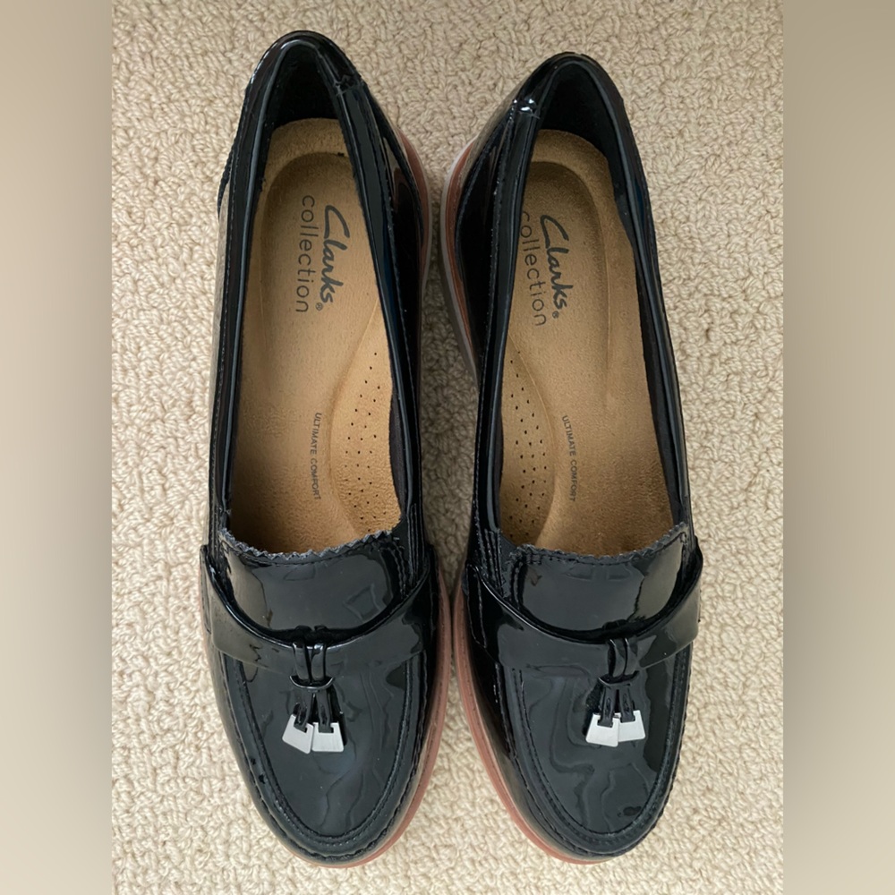 Clark’s Westlynn Bella Black Tan Loafers Chunky Sole Size 9.5 - Picture 5 of 6